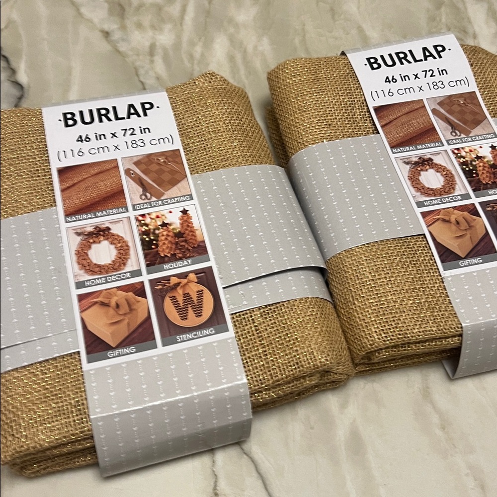 4 Yards Burlap with Subtle Gold Threads, 46” Wide: 2 Packs of 2 Yards Each